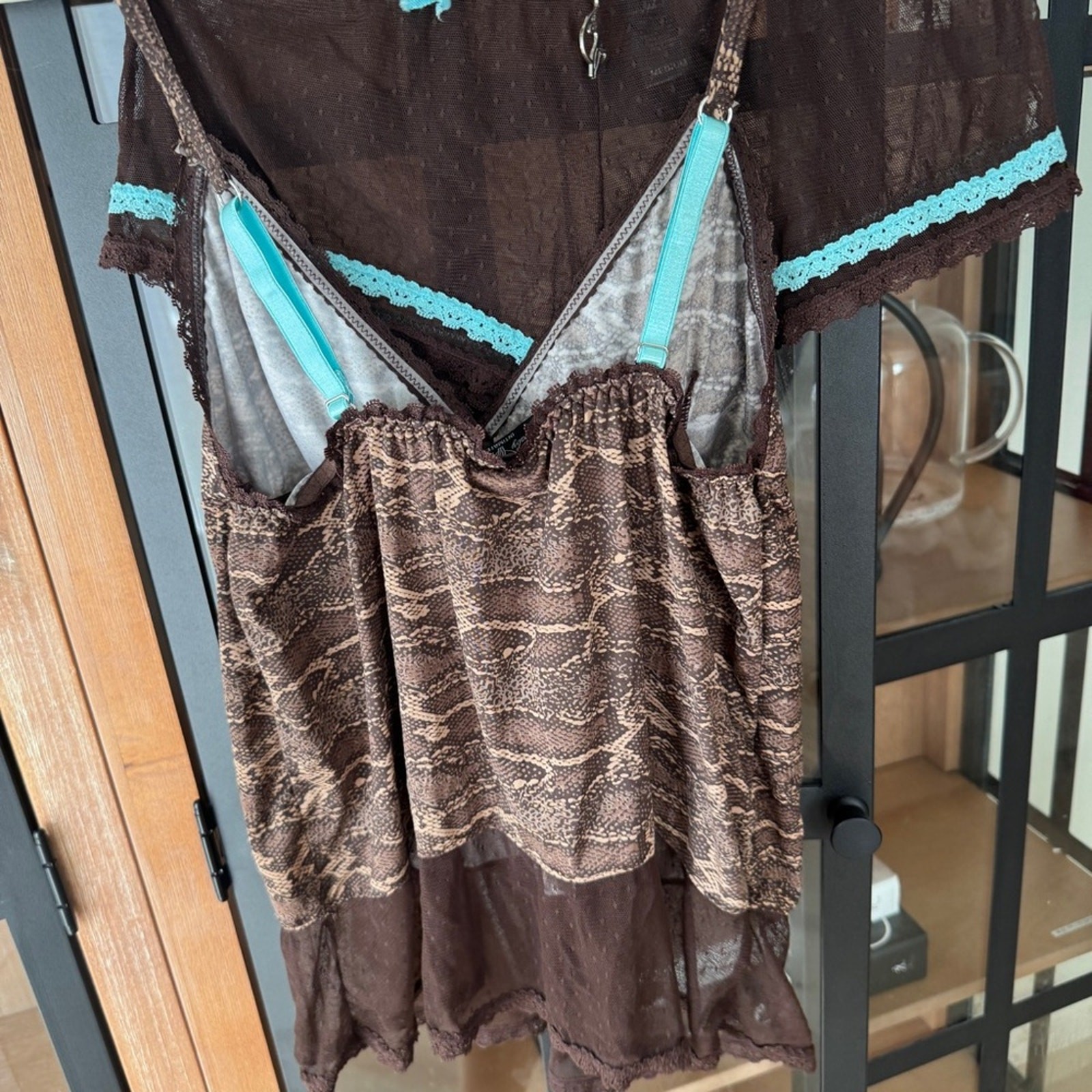 Vintage y2k baby Phat lingerie set dress top lace undies mesh snake logo cami