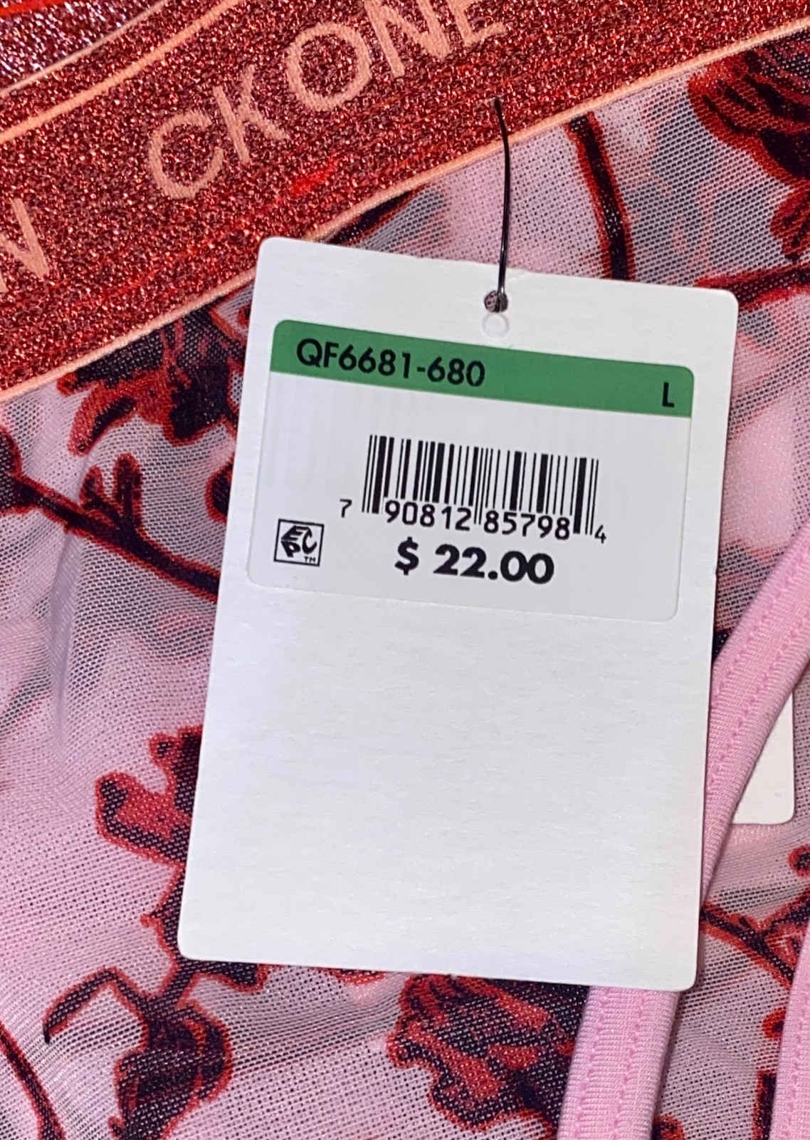 CALVIN KLEIN CK One Glitter Pink Red Black Floral Thong Panty Womens XS S M L