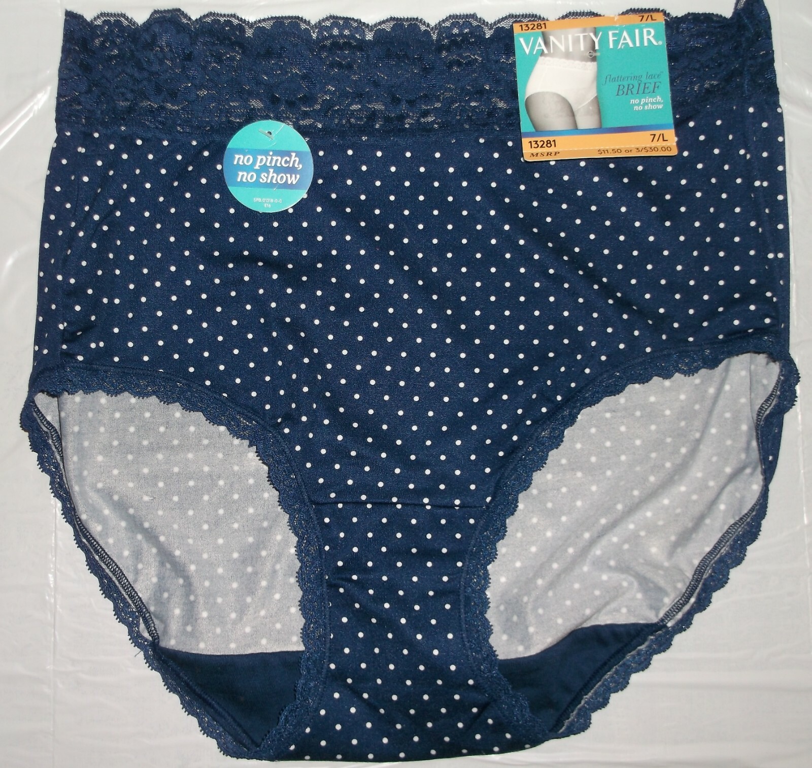 NWT Vanity Fair Flattering Lace 13281 Brief panty panties 6 M 7 L 8 XL 9 2X CLRS