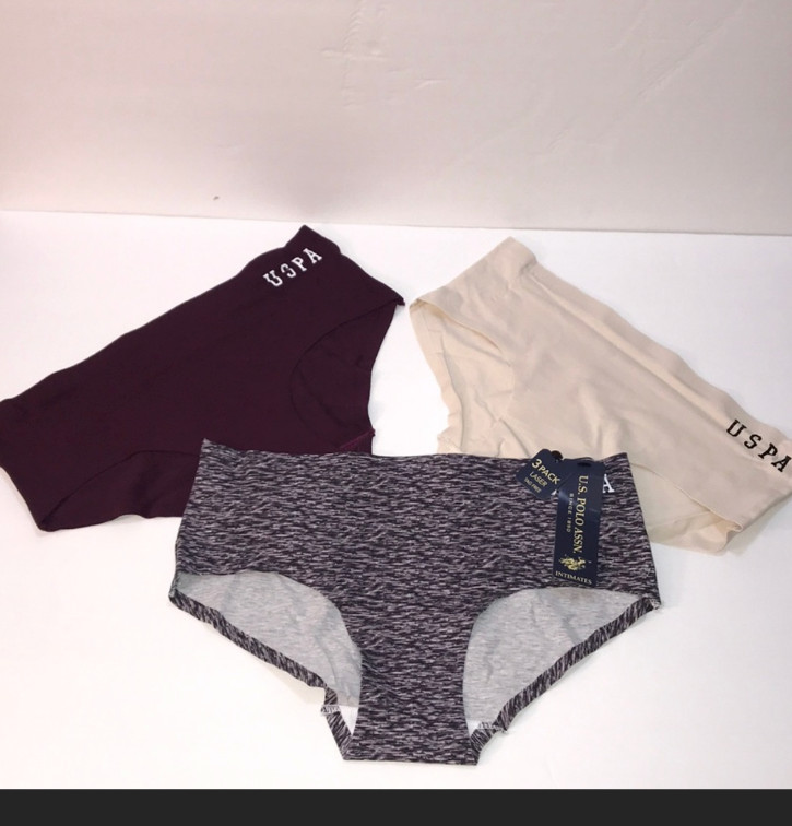 U.S POLO ASS BUNDLE 3 PIECES COTTON BRIEF CHEKINEE BOYSHORT PANTIES WOMEN