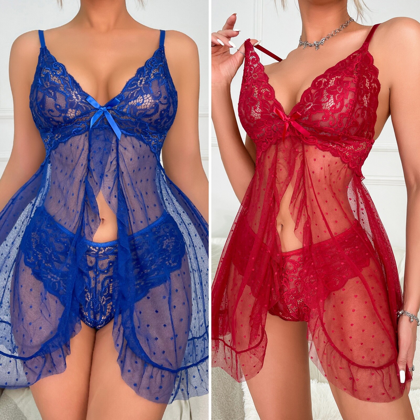 Women’s Sexy Lingerie Sleepwear Babydoll Underwear Lace Dress G-String Nightwear