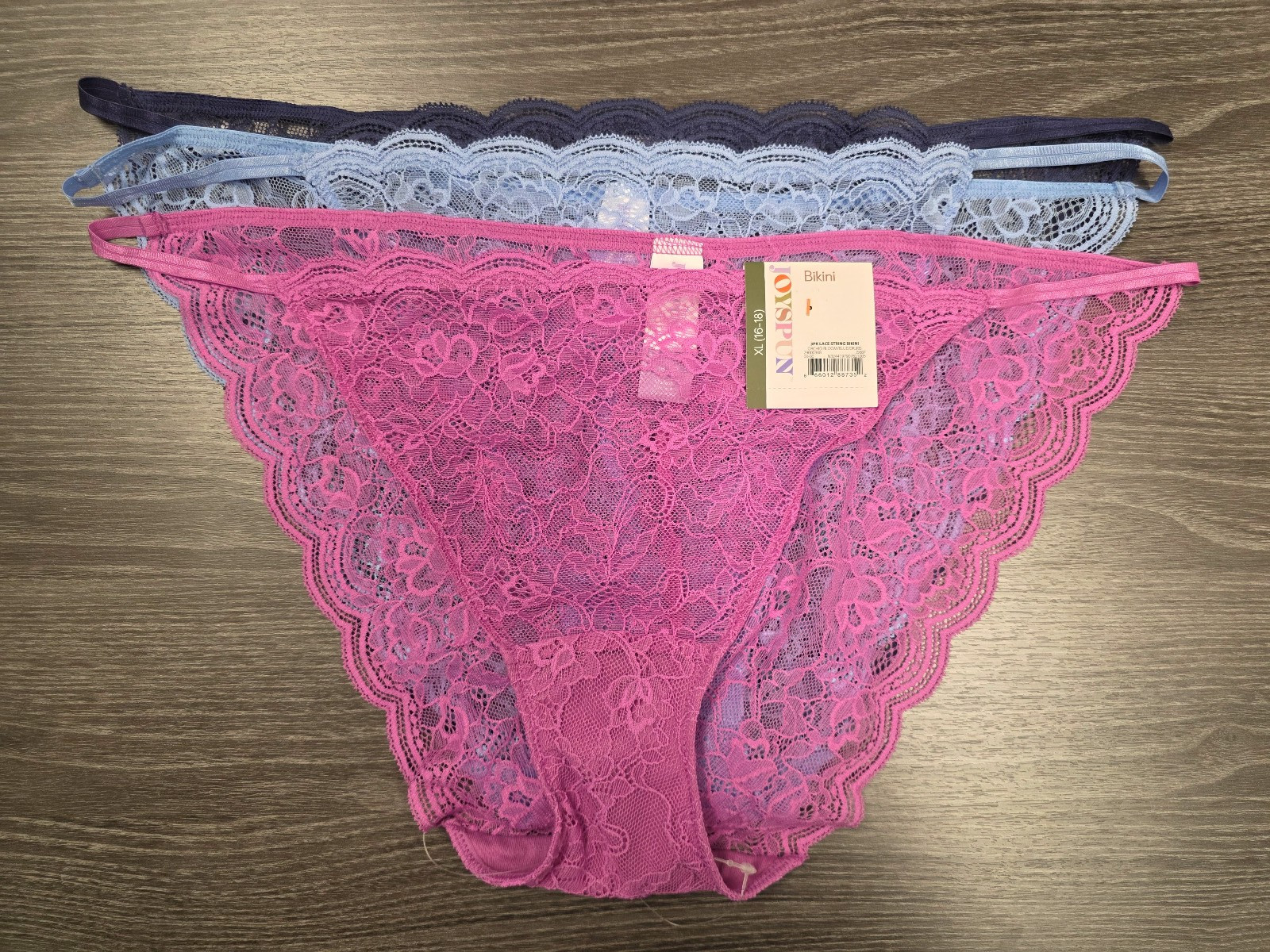 Joyspun Scalloped Lace String Bikini Panty 3-Pack Size XXXL (22) New!