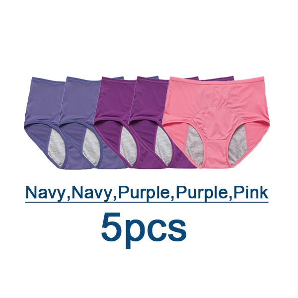 5pc Leak Proof Menstrual Panties Period Underwear Waterproof Briefs Women Set