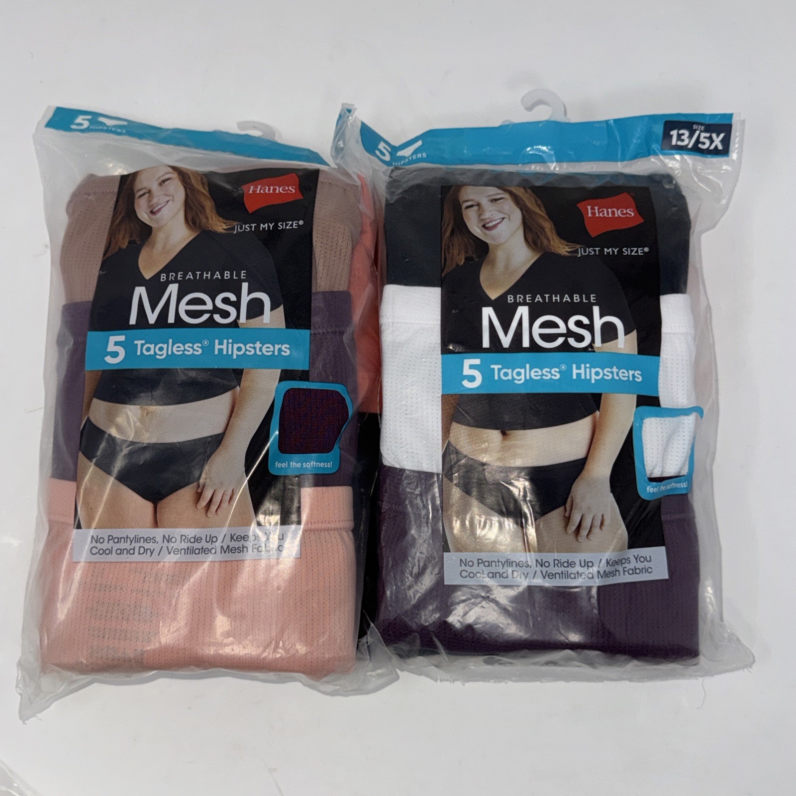 Hanes Lot 10 Pair Breathable Mesh Underwear Tagless Hipsters Size 13/5X Soft