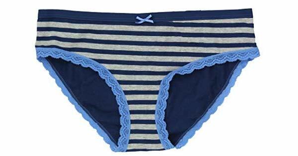 Jenni by Jennifer Moore Printed Hipster Navy-Blue Striped/Polka-Dot XXL