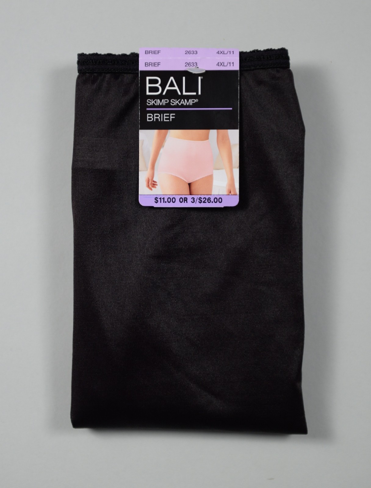 NOS Bali Skimp Skamp Panties Style 2633, Black, Size 11 (4XL)