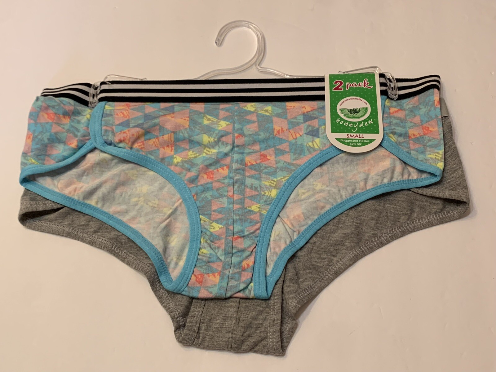 Honeydew Set Of 2 Hipster Cheeky Panties Geometrical & Solid Grey $20 S