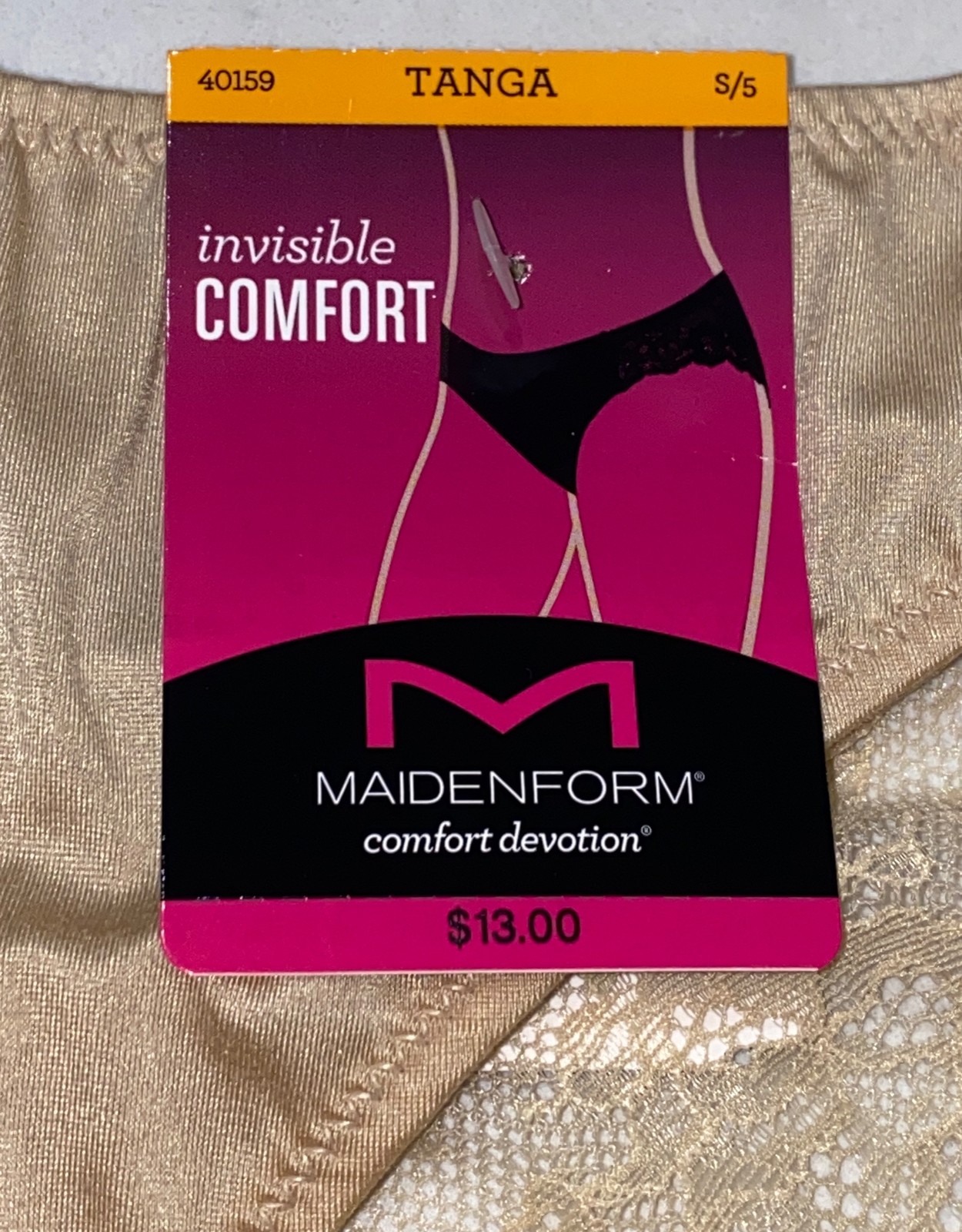 MAIDENFORM Comfort Devotion Nude Lace Trim Tanga Panty Womens S 5 M 6 L 7 XL 8