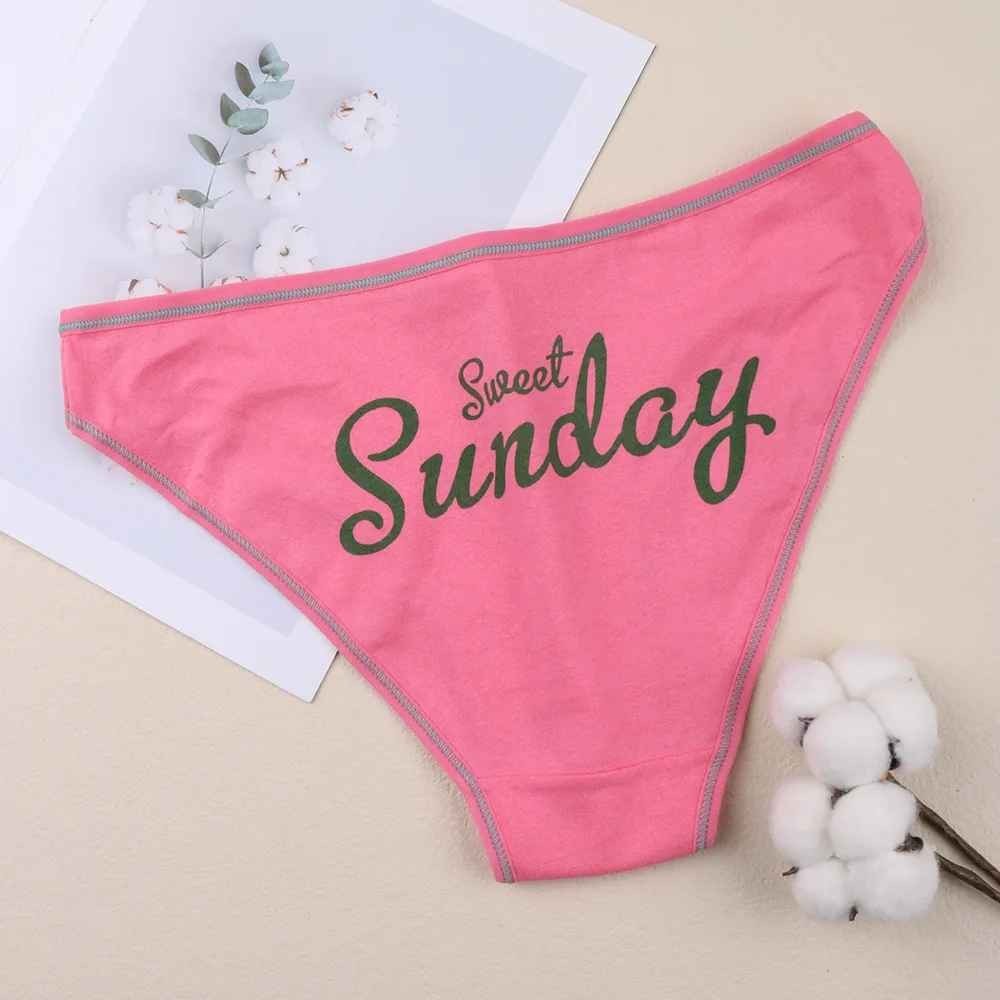 7 Pcs 7 Day Print Women Sexy Cotton Panties Week Briefs Female Comfort Underwear