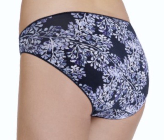 JOCKEY No Panty Line Promise Branches Navy Blue Lavender Bikini Panty Womens 7 L
