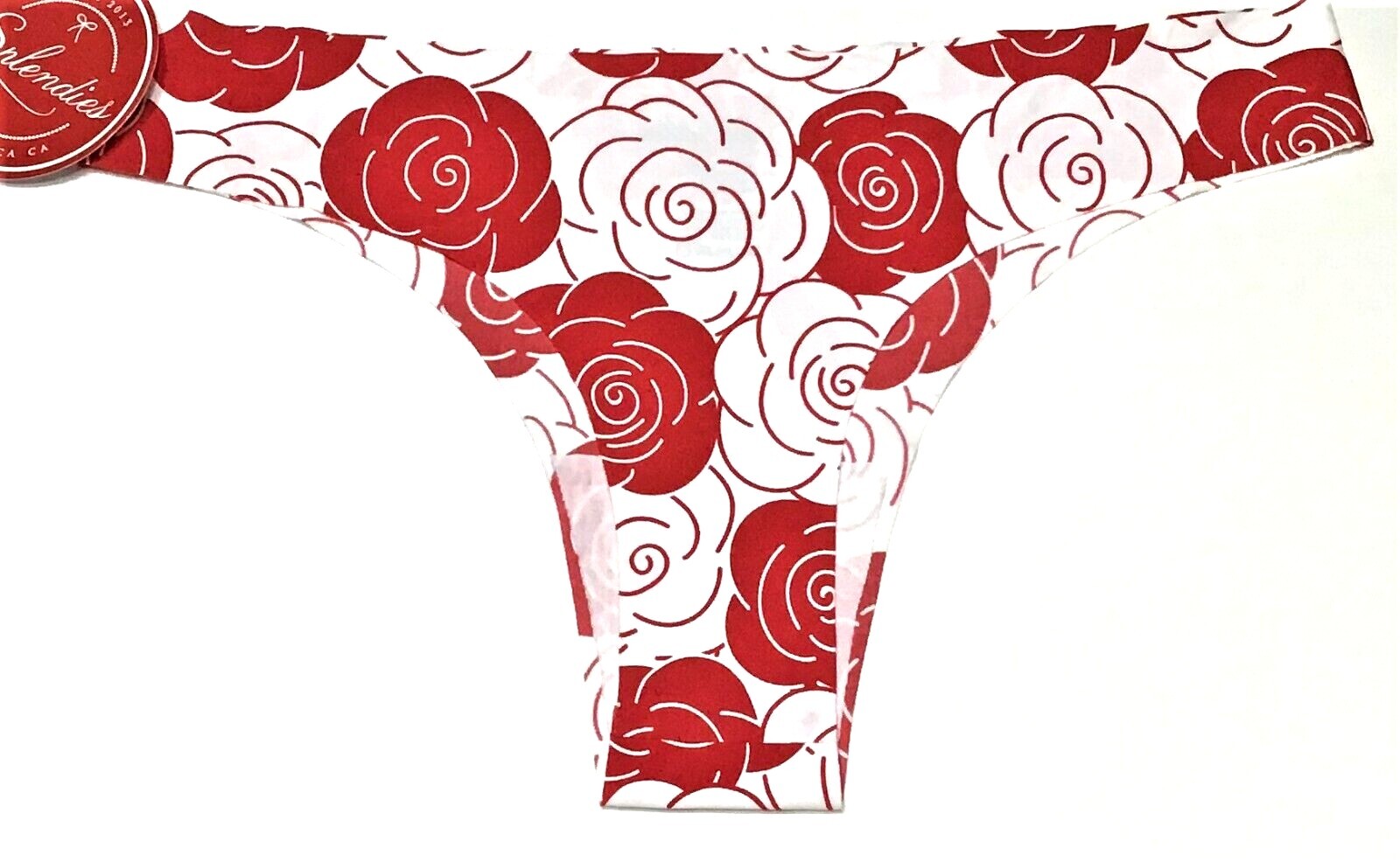 large – NWT Splendies red and white thong panty $12 tag (d227)