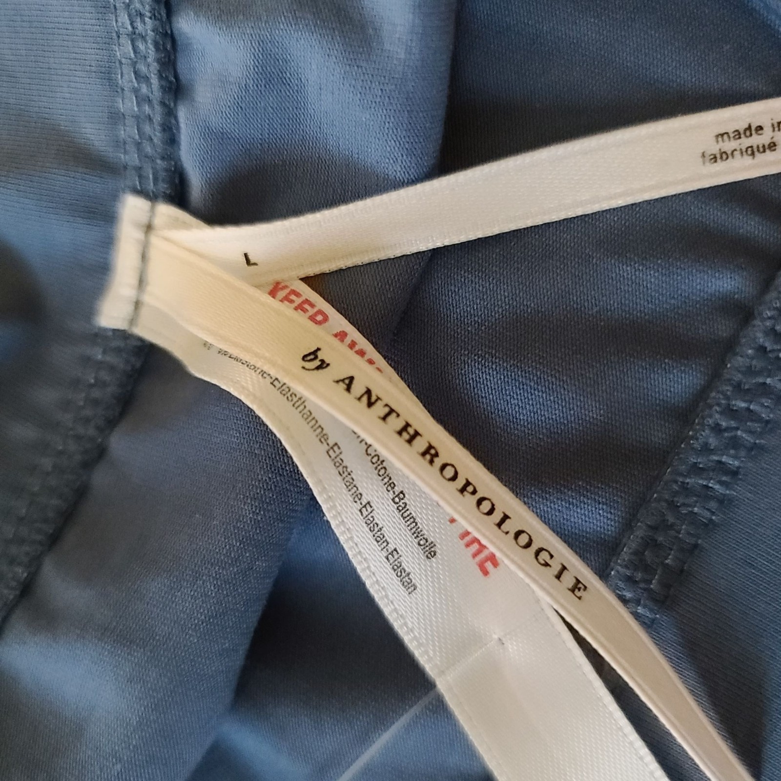 By Anthropologie Cotton Bikini Panty Large Blue White Trim Classic Comfort NWT