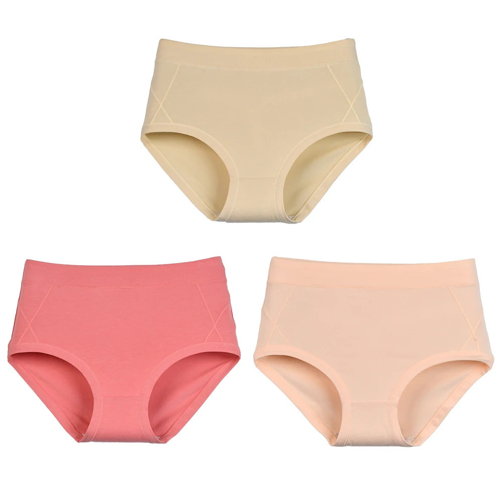 Cotton Brief Panties High Waist Women’s Soft Breathable Underwear 3 Pcs