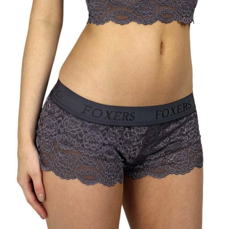 One Foxers Lace boxer shorts Panty Size X-Large Style FXBXR-16L Charcoal Gray