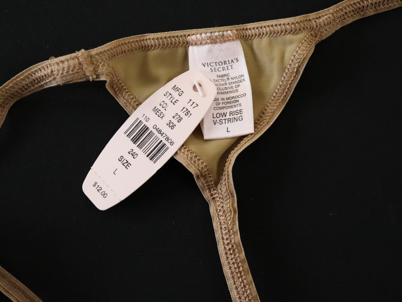 1 NEW Victoria’s Secret VTG Y2K Tactel Satin V-String Thong Panties LARGE