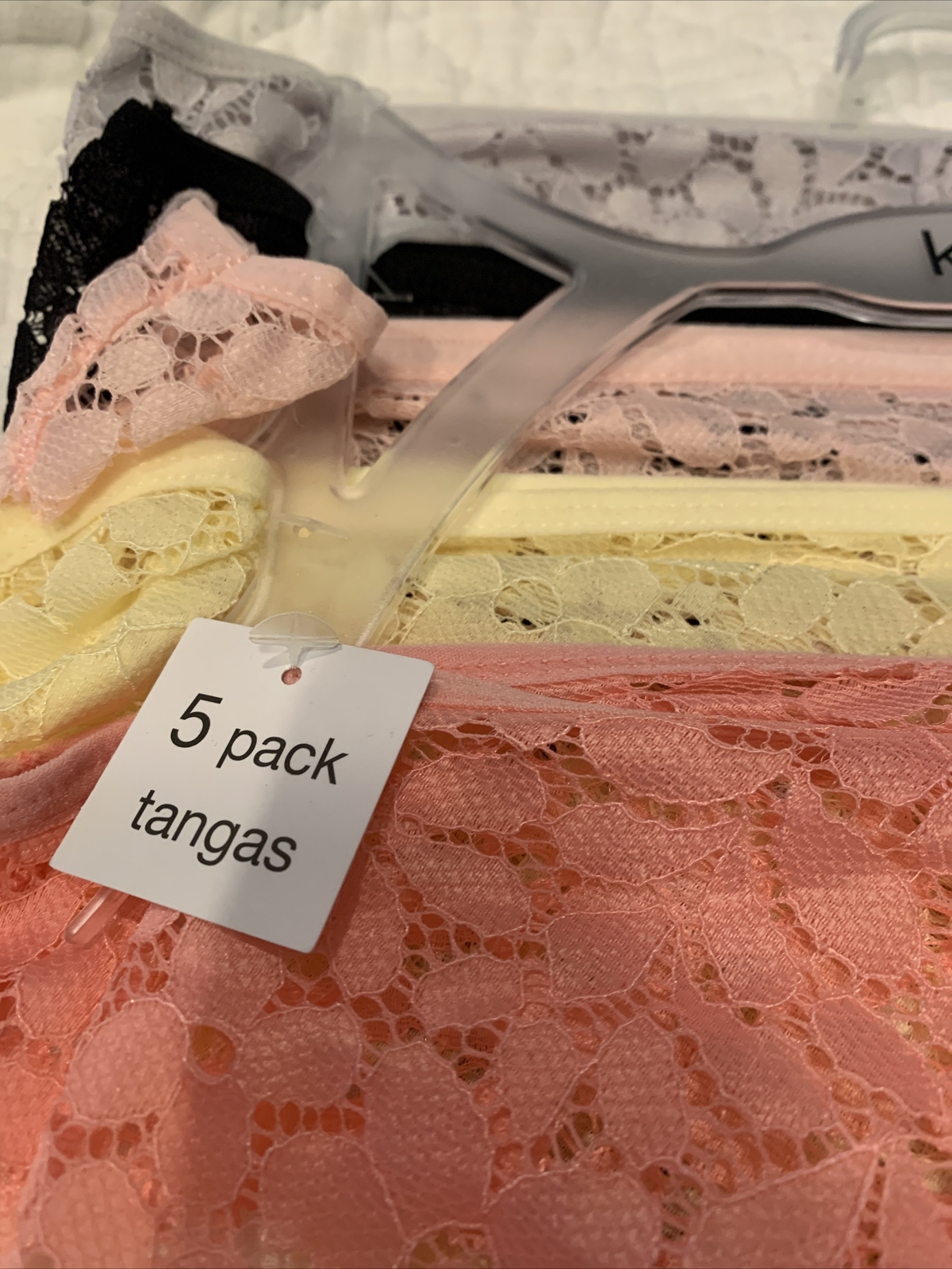 Kensie Lingerie Tangas Panties Underwear Pink Gray Yellow Large 5 Pack