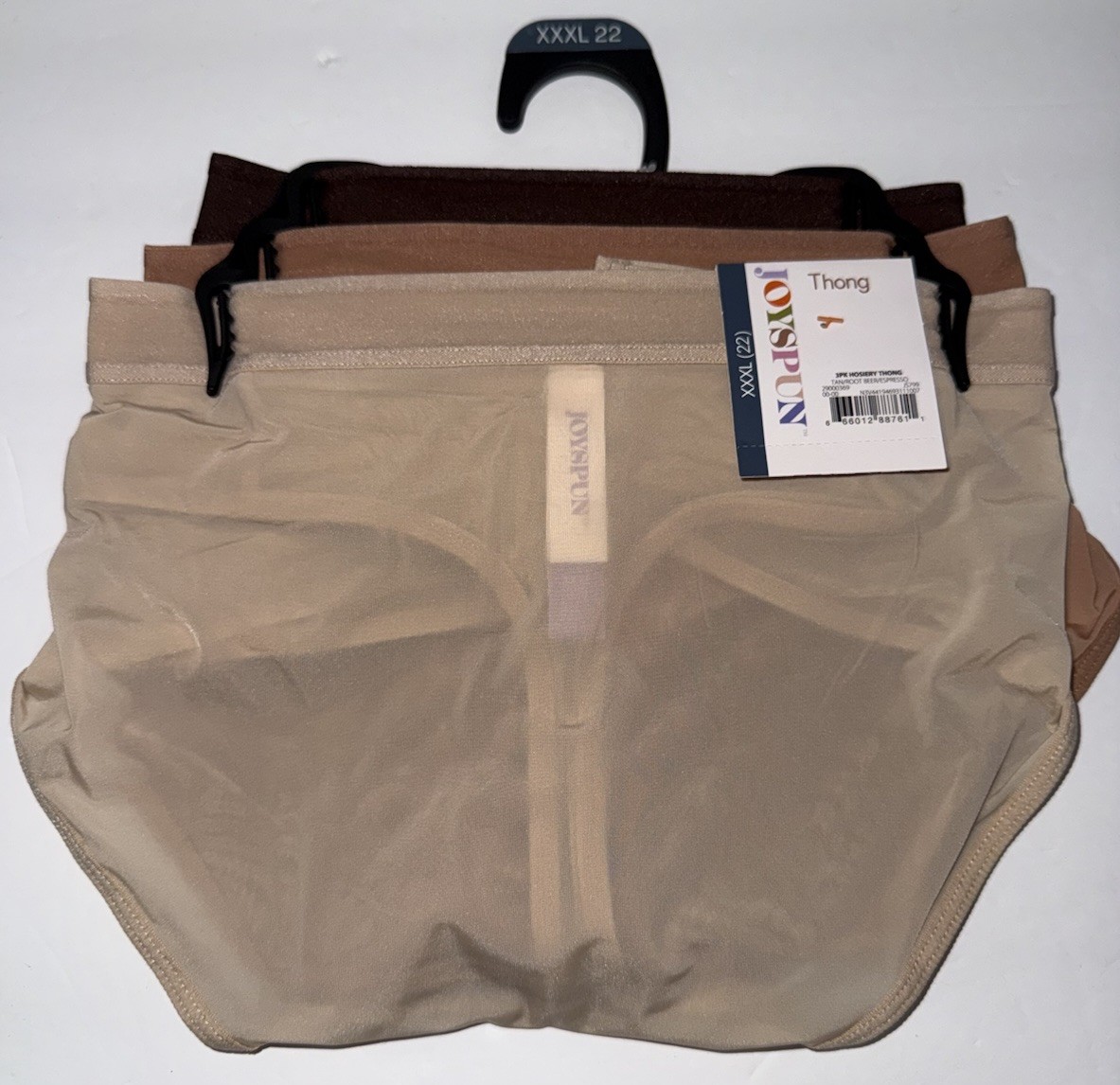 Women’s Joyspun 3 Pack Thongs Brown, Tan, Cream Size XXXL (22)