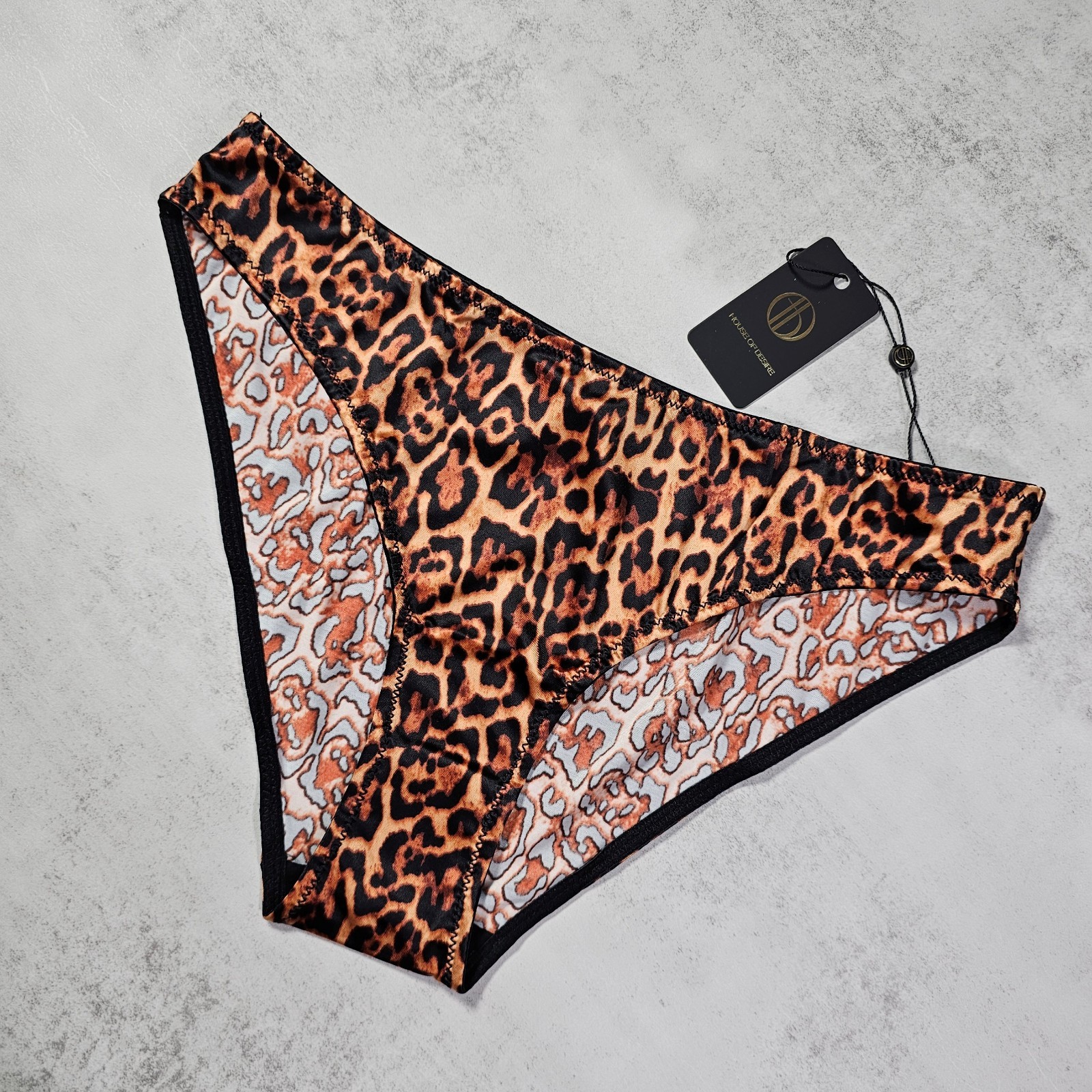 House of Desire Liquid Satin Hipster Panties, Leopard Print