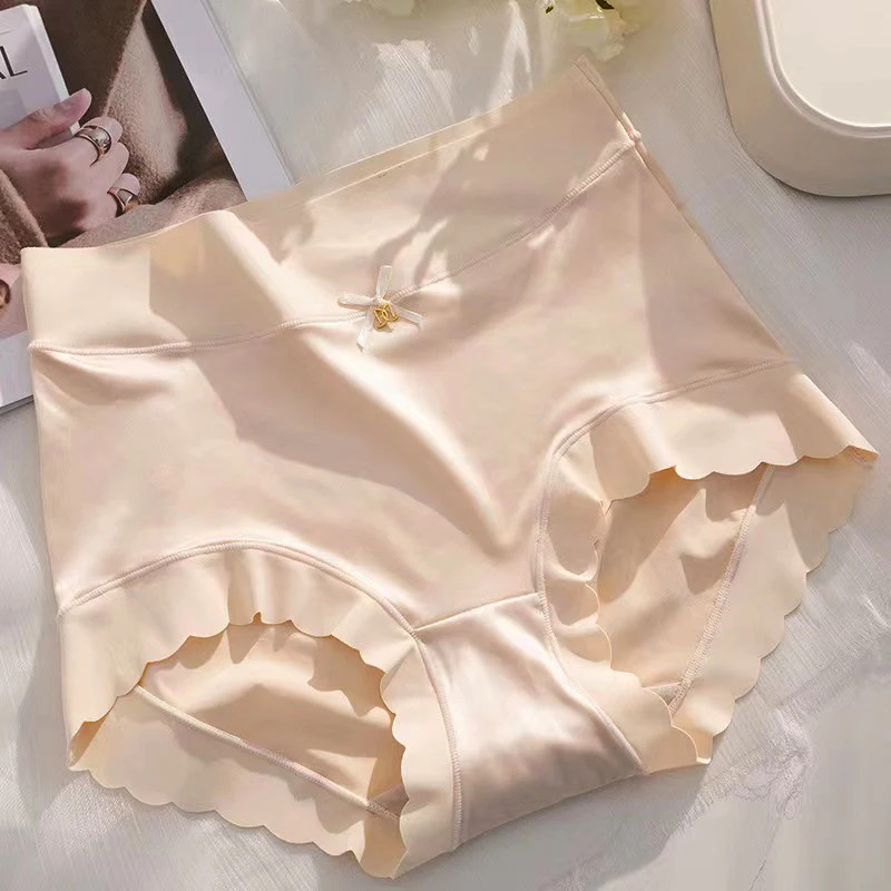 Womens Ice Silk Panties Seamless Soft High Waist Briefs Stretch UK