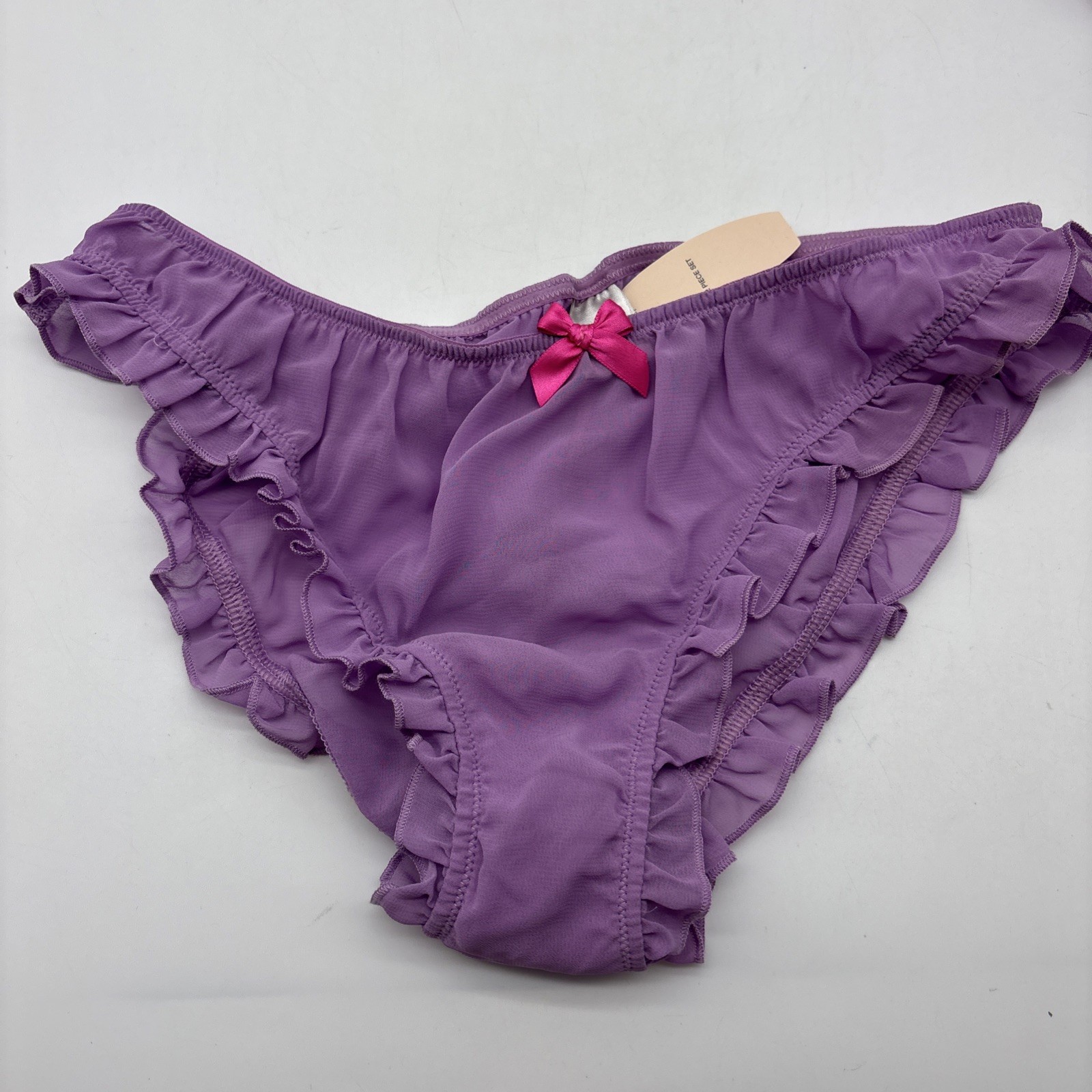 Victoria Secret Embroidered Polka Dot Babydoll & Panty -purple lavender S/P NWT