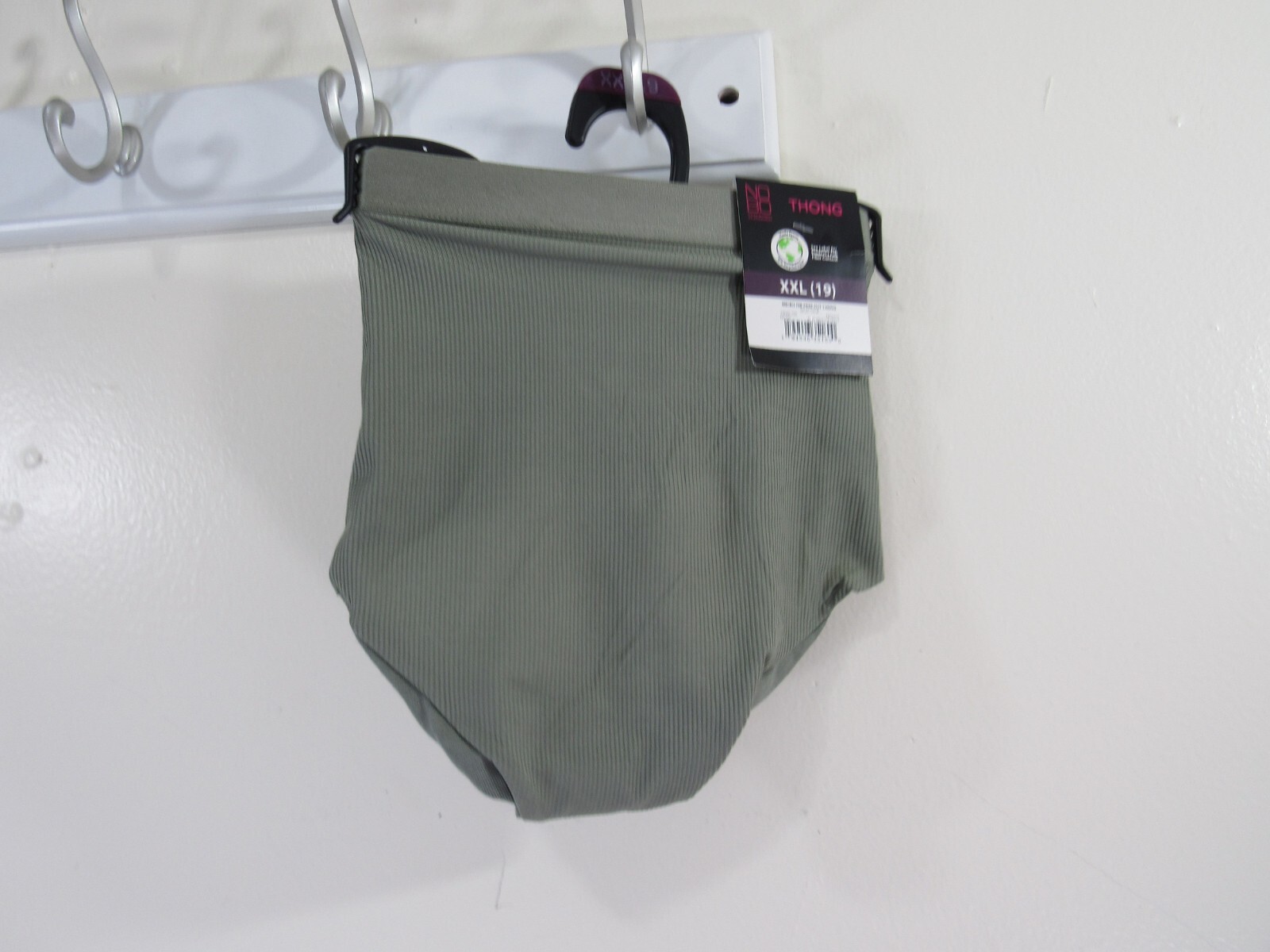 New No Bo Micro Rib Free Cut Thong Size XXL 19 Wild Sage