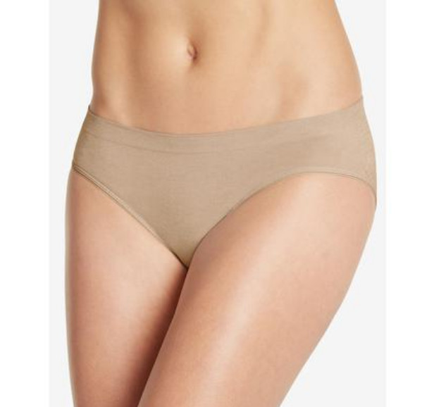 Jockey Smooth and Shine Seamfree Heathered Bikini Underwear Nude Size L 2843