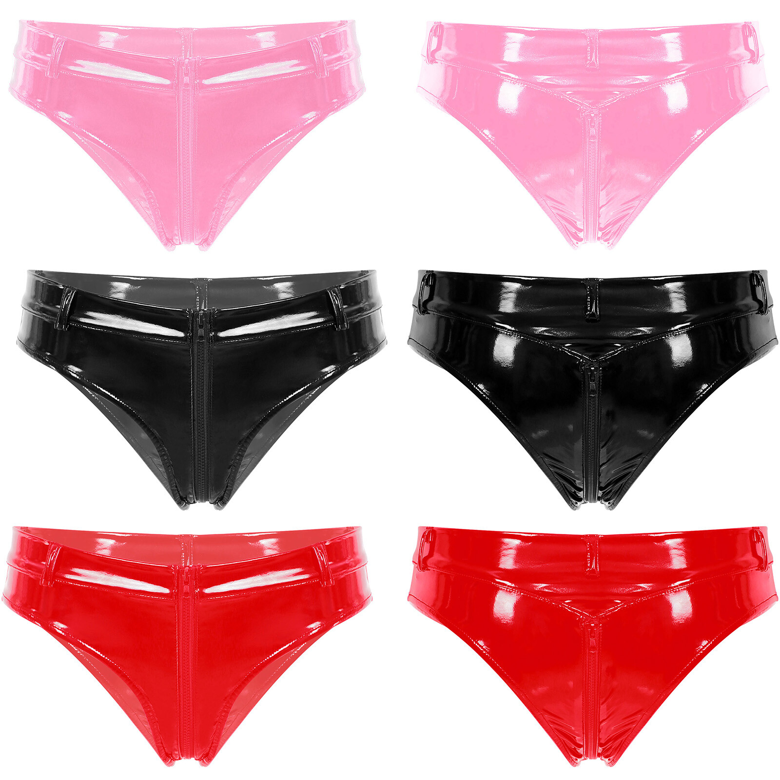 US Womens Underwear Wet Look Briefs Panties Patent Leather Clubwear Club