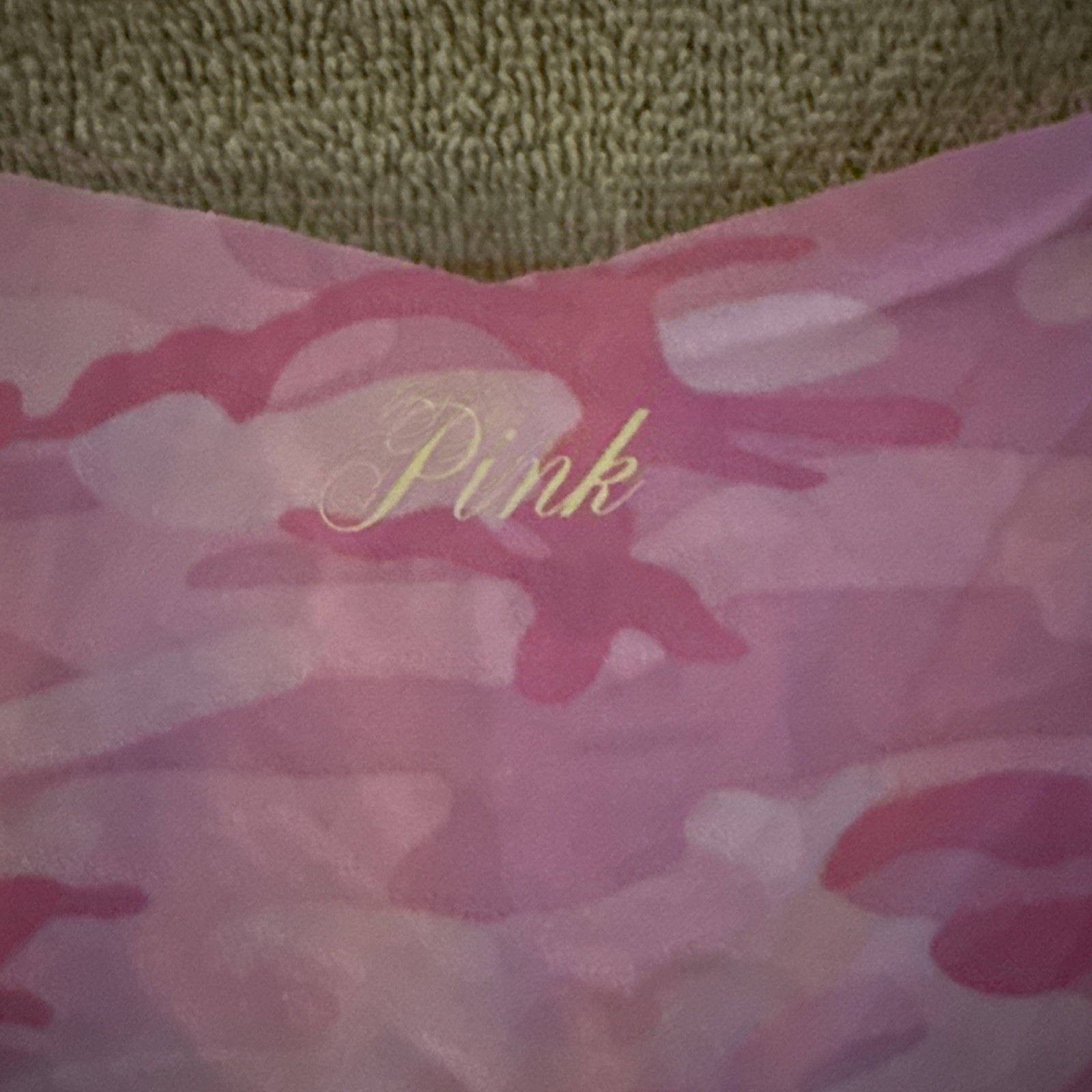 Pink By Victorias Secret Medium Pink Camo Noshow Thong Panties