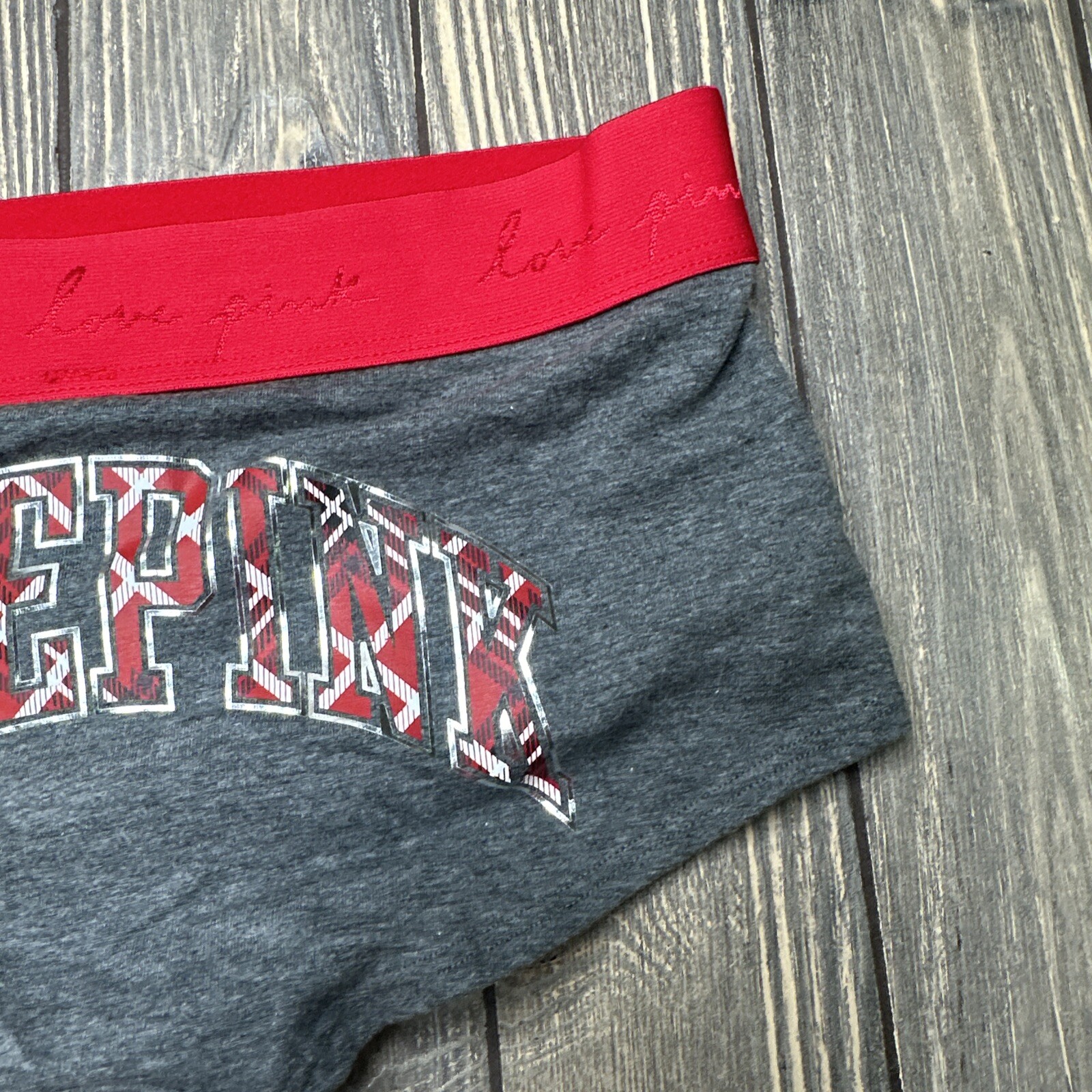 Victoria’s Secret Shortie Underwear Love Pink 2022 Small S Gray Red