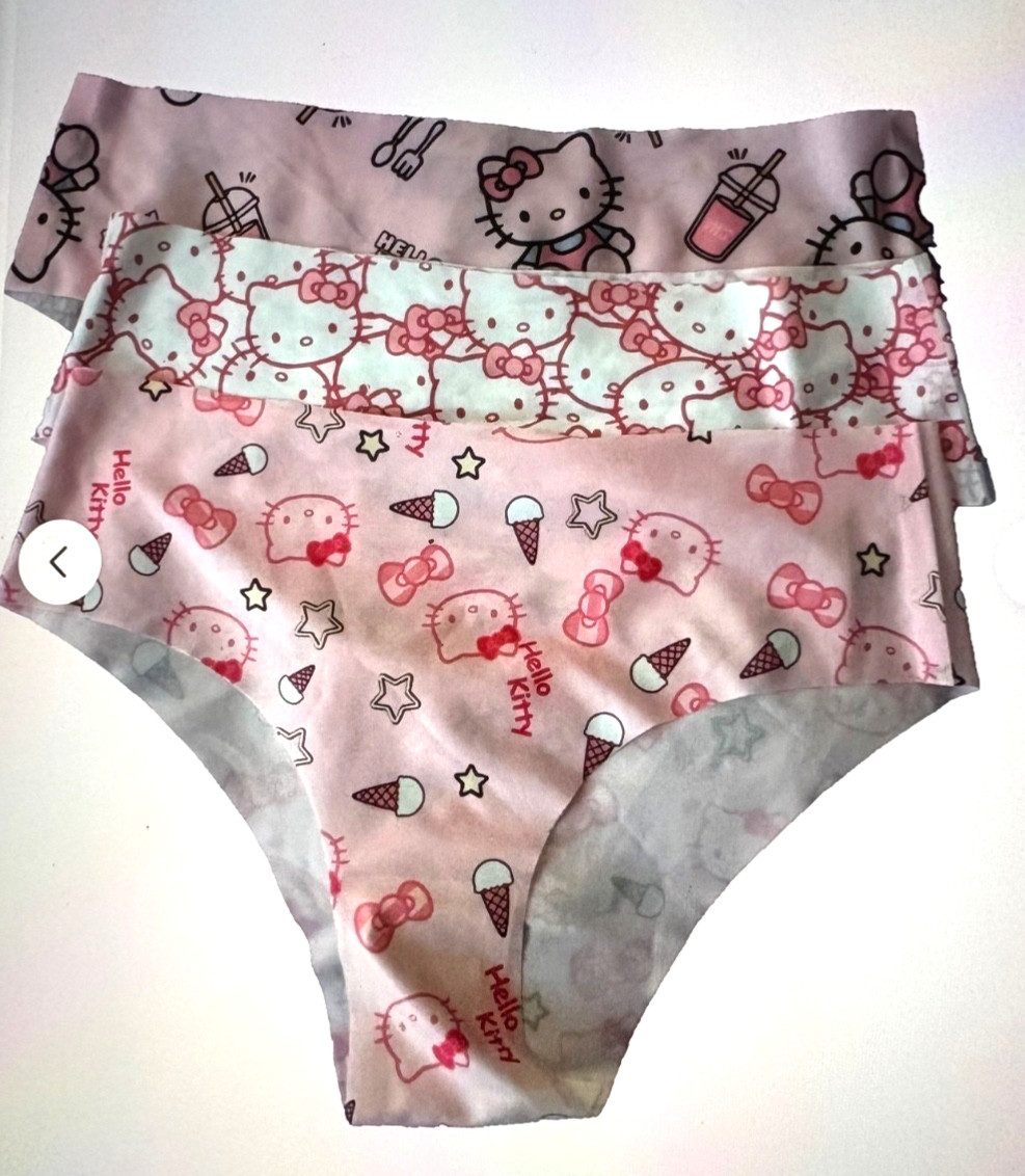 Sanrio Hello Kitty Pink Cute Cartoon Kawaii Brief Panties – 3 pack Large