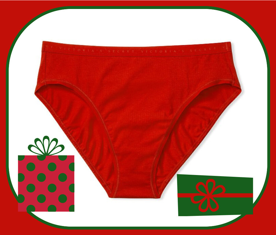 M XL Red Lipstick Stretch Cotton Victorias Secret High-Leg Waist Brief Panty