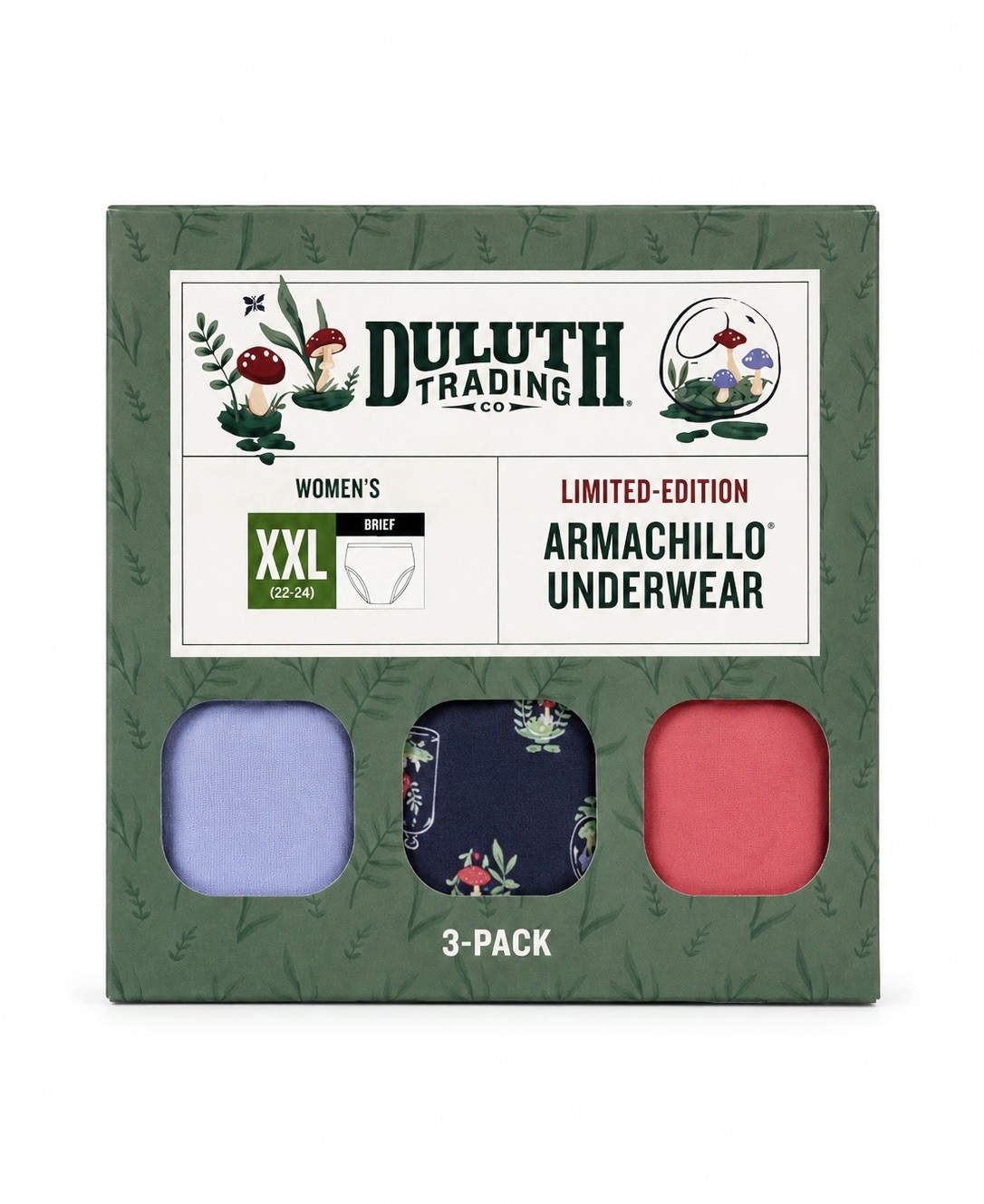 Duluth Women’s Armachillo Cooling Briefs Underwear/3pk Mushroom Terrarium XXL