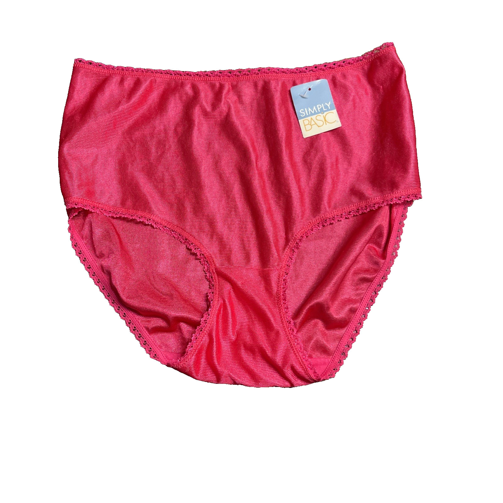NWT Simply Basic Brief Panty Pink Satin Small Vintage Granny Sissy Shiny Fetish