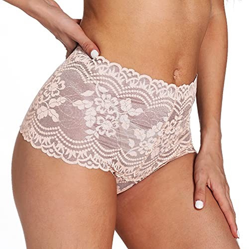 Women’s High Waisted Retro Lace Thong Panties Medium 6 Pcs All Lace Thong
