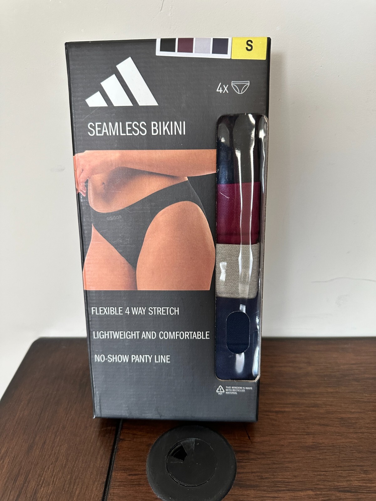 BNIP Adidas 4pk women’s Seamless Bikini, no show panty line, Nylon mix