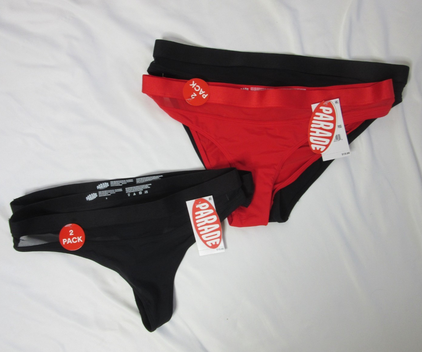 Parade Lot of 4 Panties Underwear Women’s Red Black Variety Thong Size Small NWT