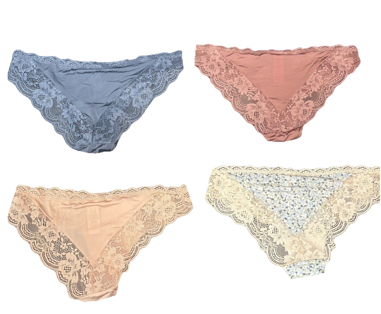 Victoria’s Secret Dream Angels Cheekini Panty XXS Lace Bow Trim Lot Of 4 New