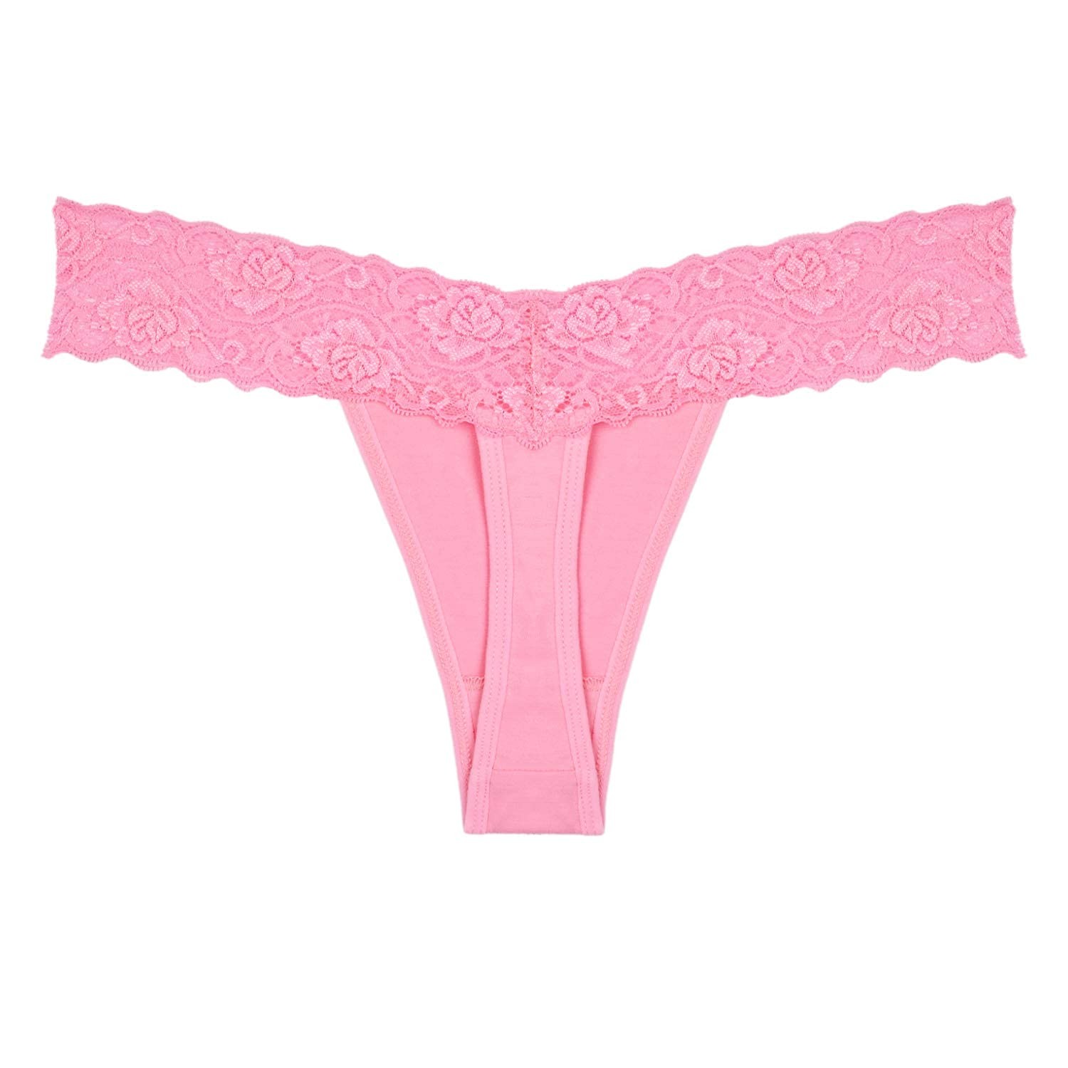 Cotton Lace Thongs for Women Low Rise T-Back Cheeky Panties 8 Pack
