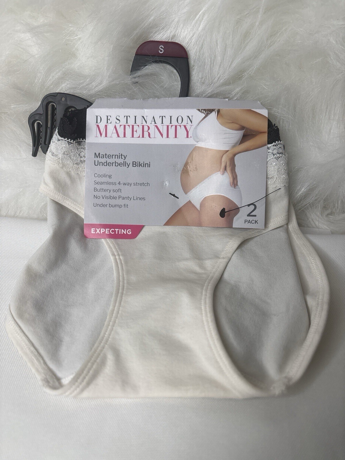 Destination Maternity 2 Pack Underbelly Bikini Panties Small Black Ivory New