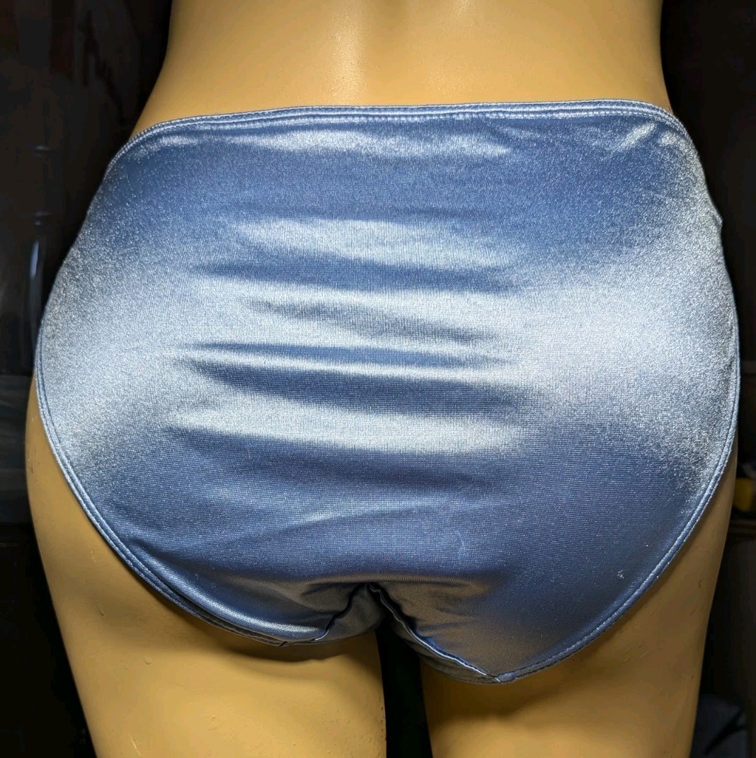 Vintage Lady Princess Second Skin High Cut High Rise Satin Panties Blue Sz 7