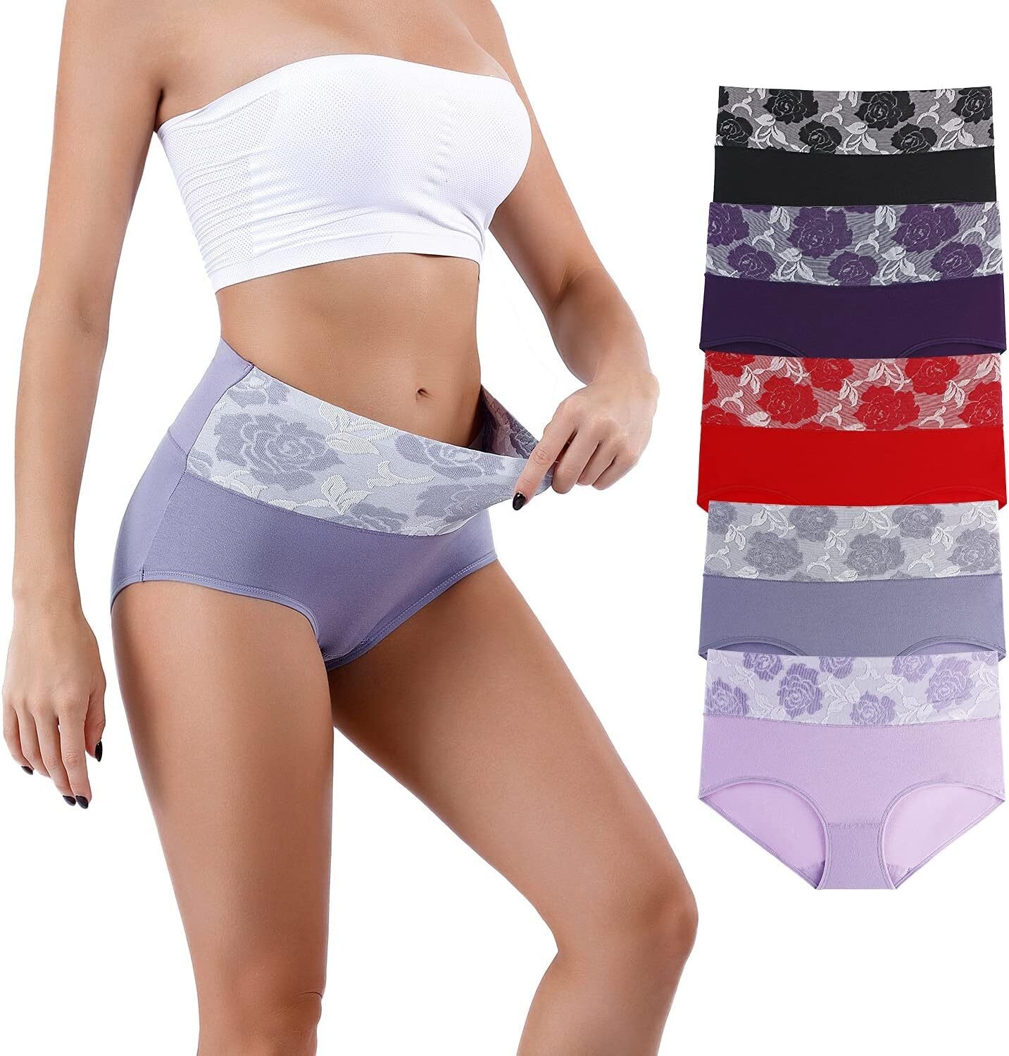 Set of 5 Women’s High Waisted Comfort Underwear briefs,Postpartum Cotton Panties
