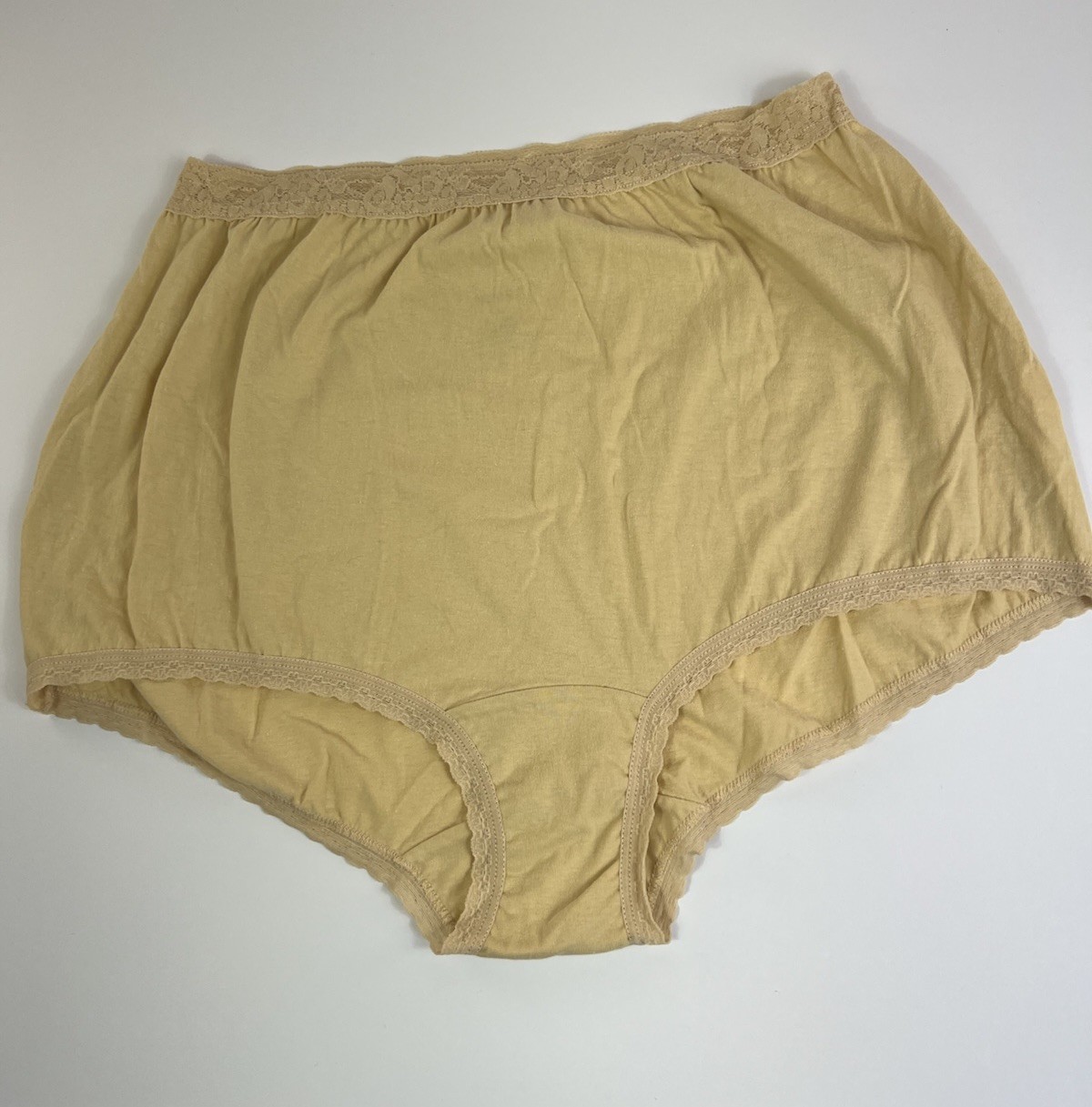 National 100% Cotton Briefs Panties w Lace Size 9 Beige NWOT Breathable Comfort