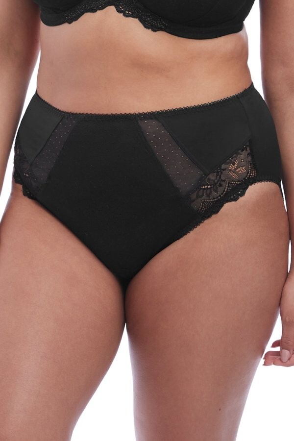 Elomi Meredith Brief Black Lace L 14 16 High Leg Full Coverage Knickers 4445 New