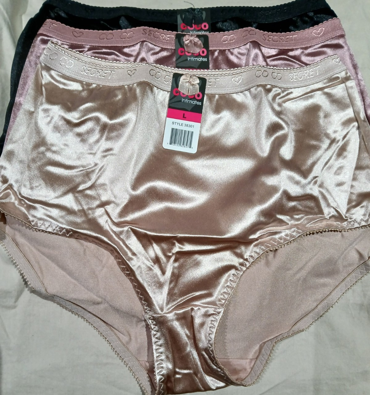 COCO SECRET LOT 3 WOMENS PANTY BRIEF UNDERWEAR S, M, L, XL BEIGE, SAND, BLACK
