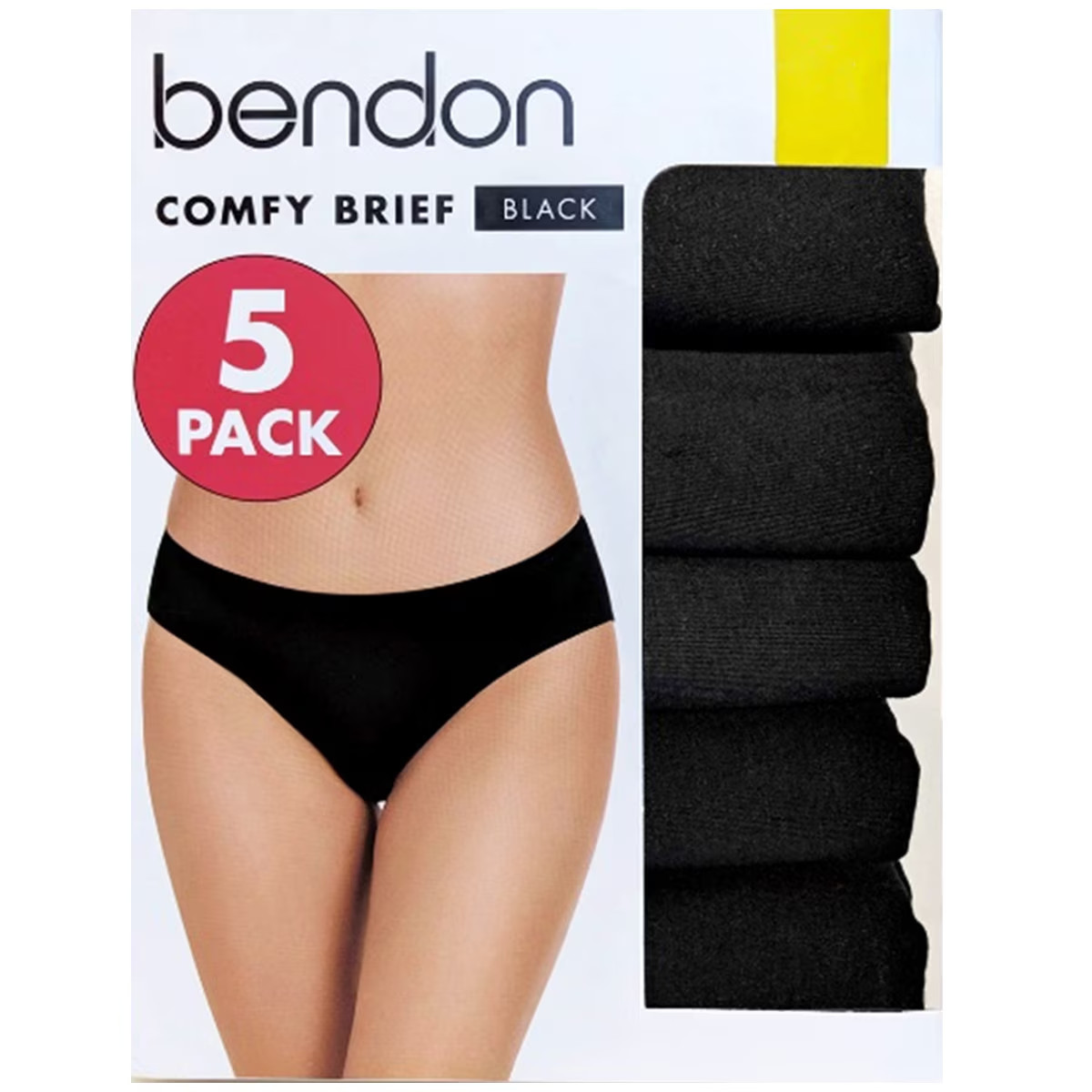 Bendon Women’s Cotton Stretch Comfy Briefs 5 Pack Black
