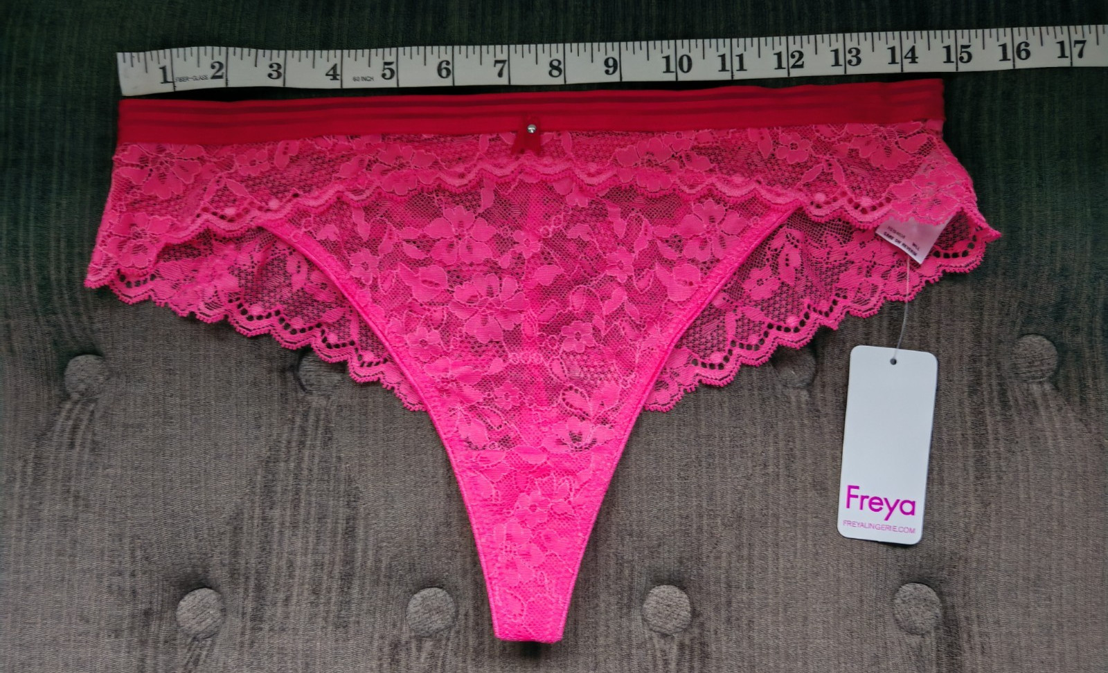 Freya Offbeat Bright Pink Lacey Brazilian Brief Size Large Or UK 14