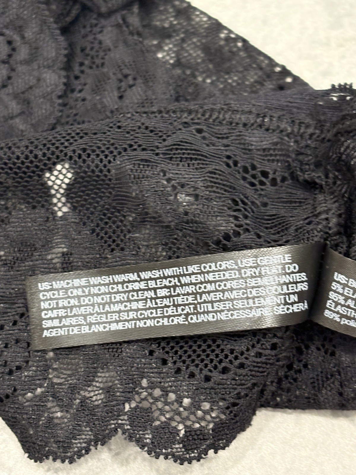 Iris & Lily Hipster Black String Thong Panties Medium Cotton & Lace Blend NWOT