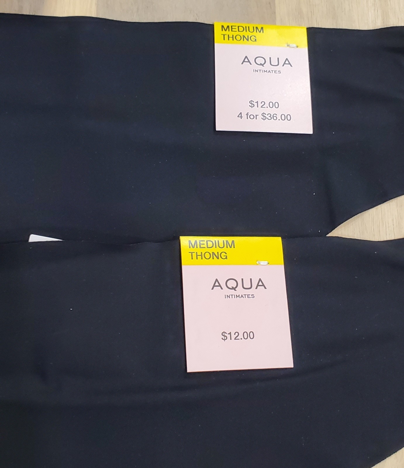 Aqua Intimates Women’s Black Colored Microfiber Thong Size Medium Lot of 2