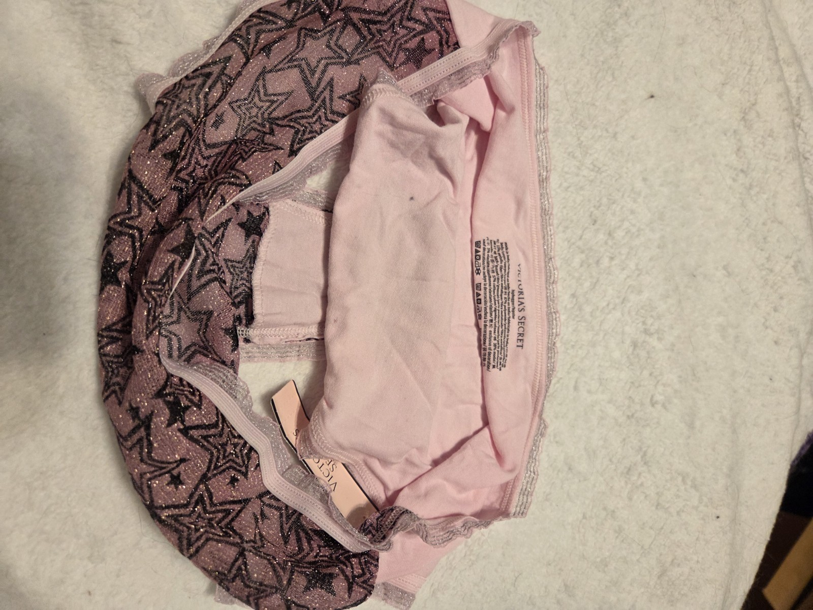 NWT Pink Metallic Star Victoria’s Secret Hiphugger Hipster Panty Size Medium 6