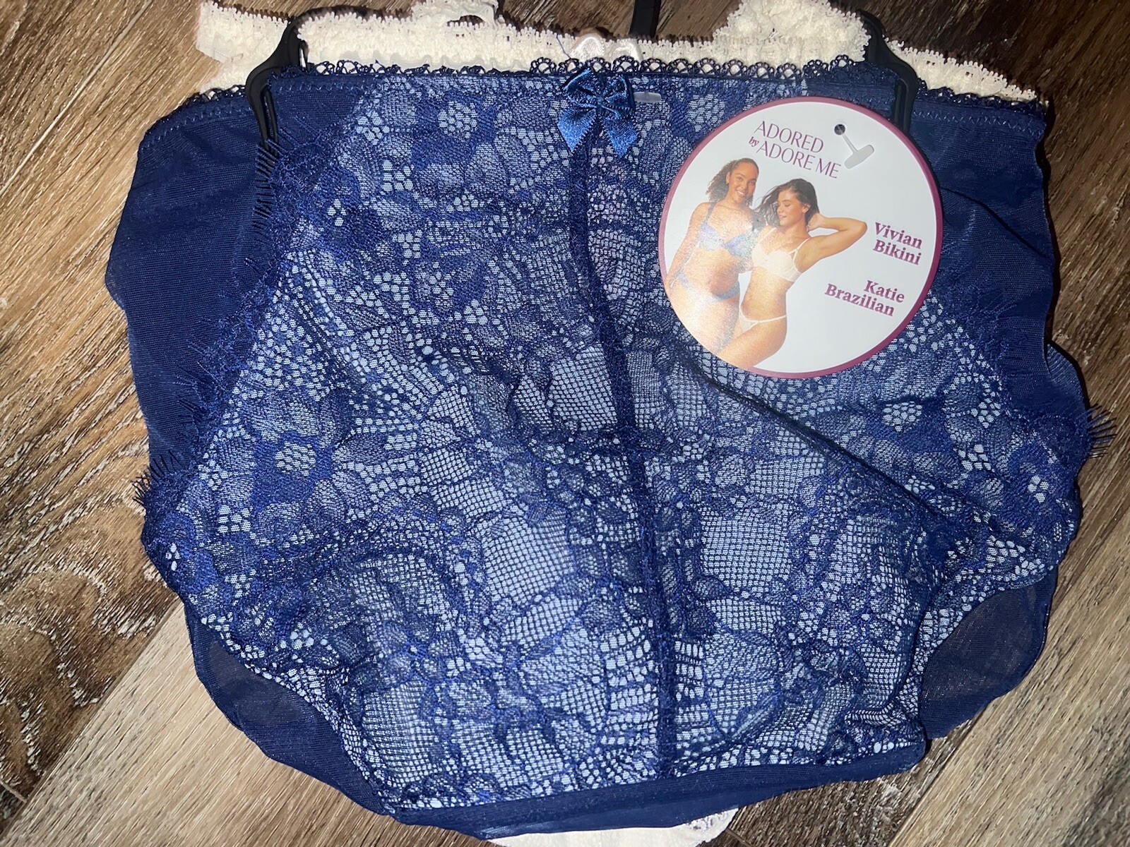 Adored ~ Womens Vivian Bikini Katie Brazilian Underwear Panties 2-Pair Lace ~ L